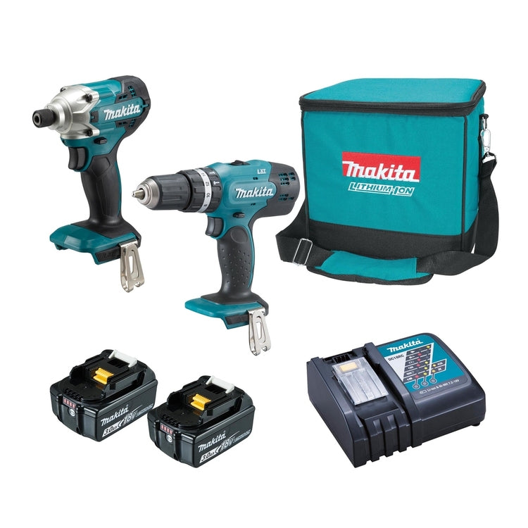 MAKITA - COMBO DLX2336X: TRAPANO AVVITATORE CON PERCUSSIONE DHP453 + AVVITATORE AD IMPULSI DTD156 + 2 BATTERIE 3,00AH + 1 CARICABATTERIE + BORSA