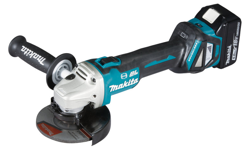 MAKITA - SMERIGLIATRICE ANGOLARE 18V 125/115MM BL MOTOR, DUE BATTERIE LI-ION LXT 18V 5,00AH E VALIGETTA MAKPAC - DGA513RTJ