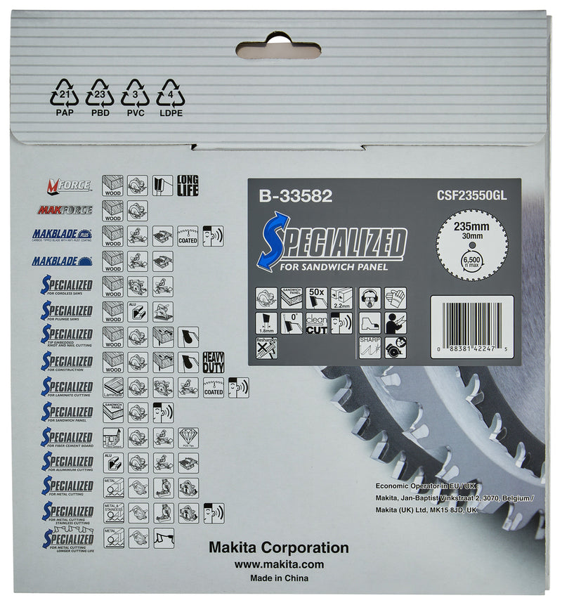 MAKITA - LAMA SPECIALIZED PANNELLI SANDWICH 235 X 30 X 50 - ACCESSORI