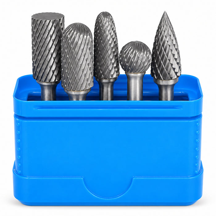 ECEF SET 5 PZ. FRESETTE ROTATIVE 8MM. IN METALLO DURO AD USO PROFESSIONALE TAGLIO INCROCIATO - TG6