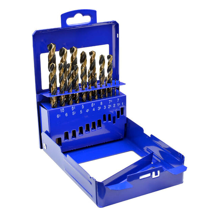 ECEF ASSORTIMENTO PUNTE HSS GOLD&BLACK AUTOCENTRANTI - SET 19 PZ. D.1,0 : D.10,0