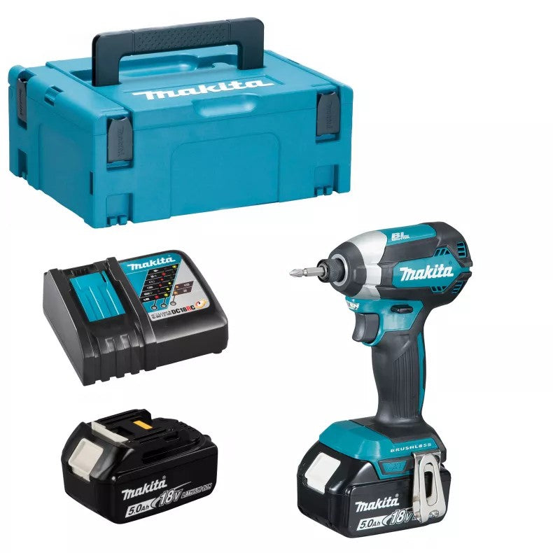 MAKITA - AVVITATORE AD IMPULSI DTD153RTJ, DUE BATTERIE LI-ION LXT 18V 5,0 AH, UN CARICABATTERIE RAPIDO E VALIGETTA MAKPAC 2